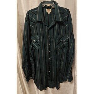 Ely Cattleman Vintage Tall Man Mens Shirt 4XL Striped Long Sleeve Pearl Snap